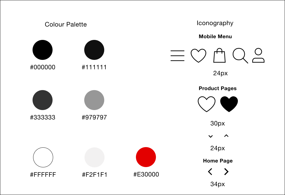 Zara Style Guide - Colour palette and Iconography