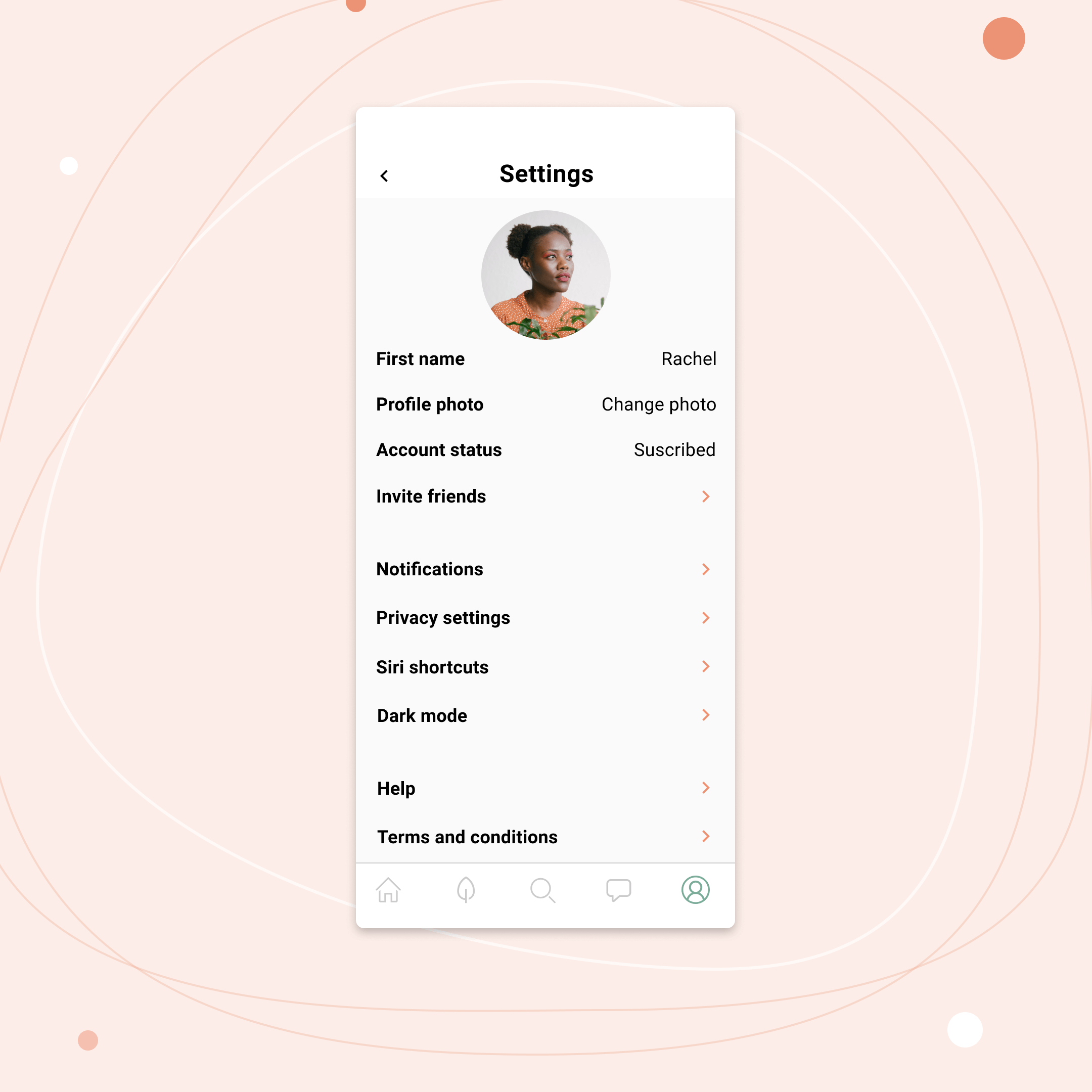 Settings screen app