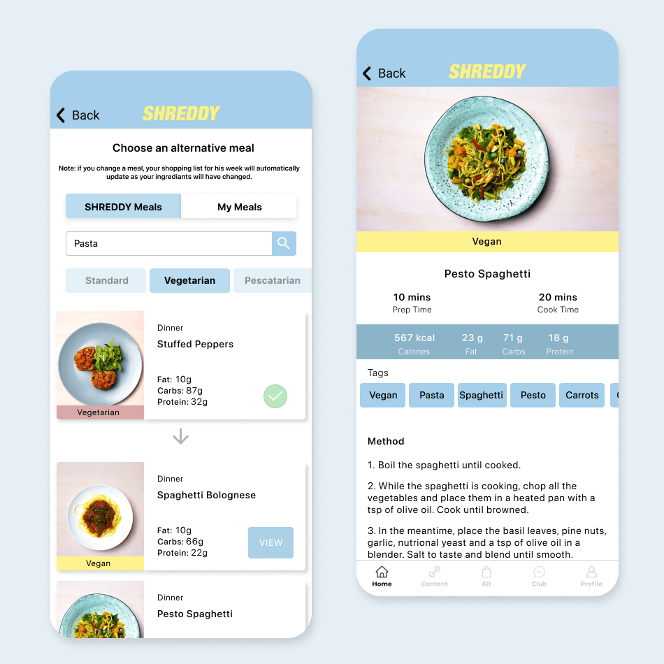 Fitness app redesign